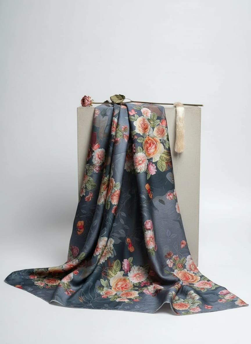 A Bouquet Captured on Woven Cloth