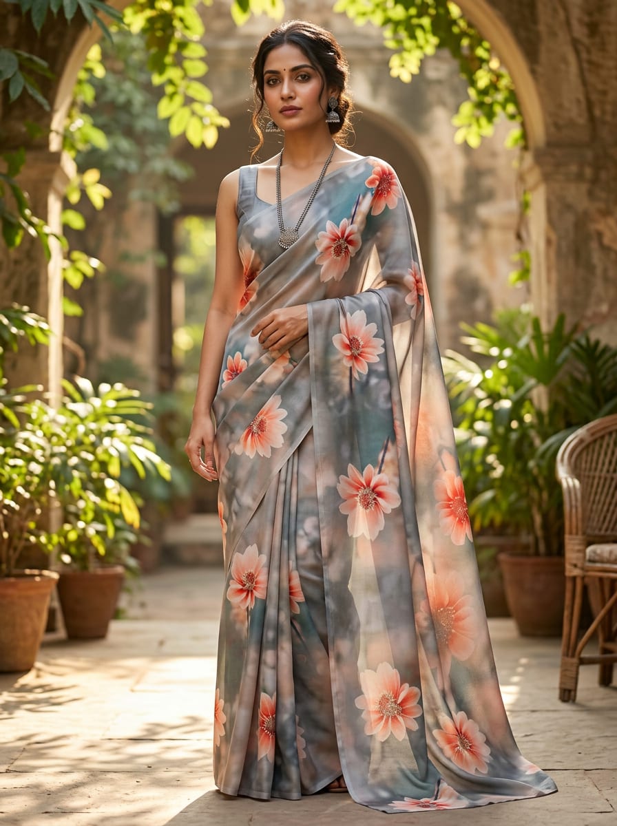 A Floral Print Veiled in Mist