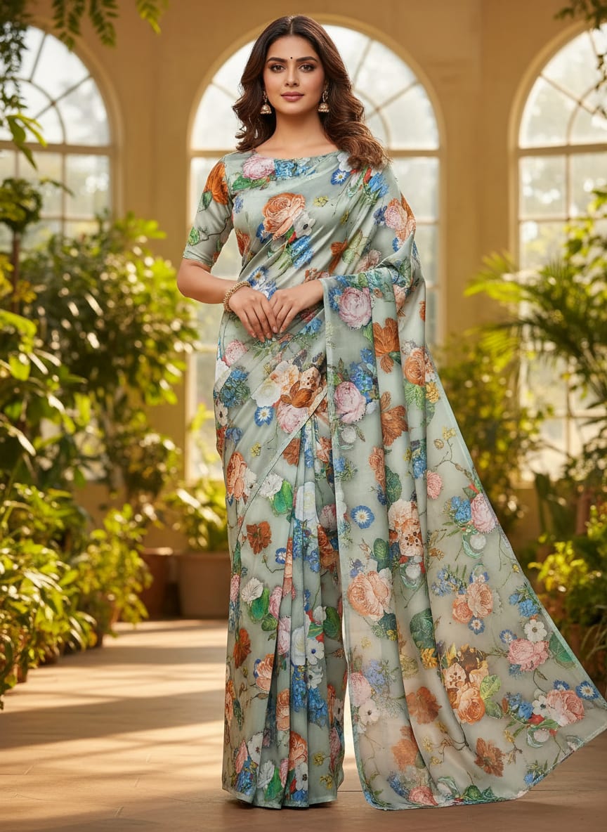A Photorealistic Garden on Lustrous Satin