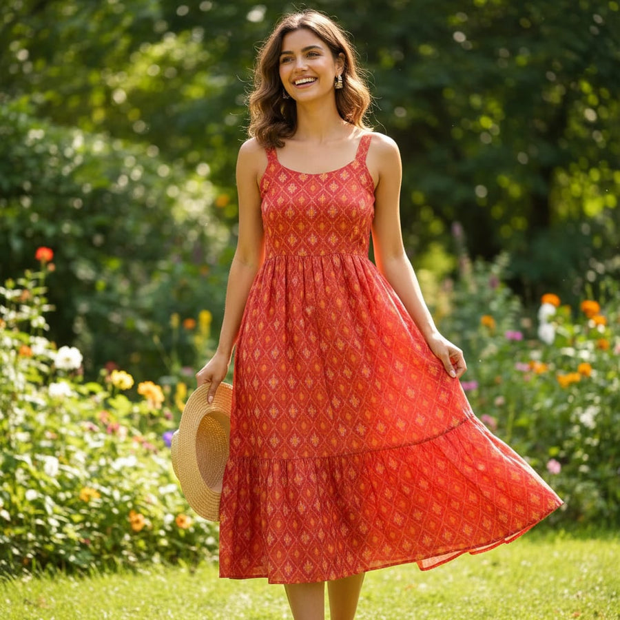 Red Check Digital Printed Fabrics