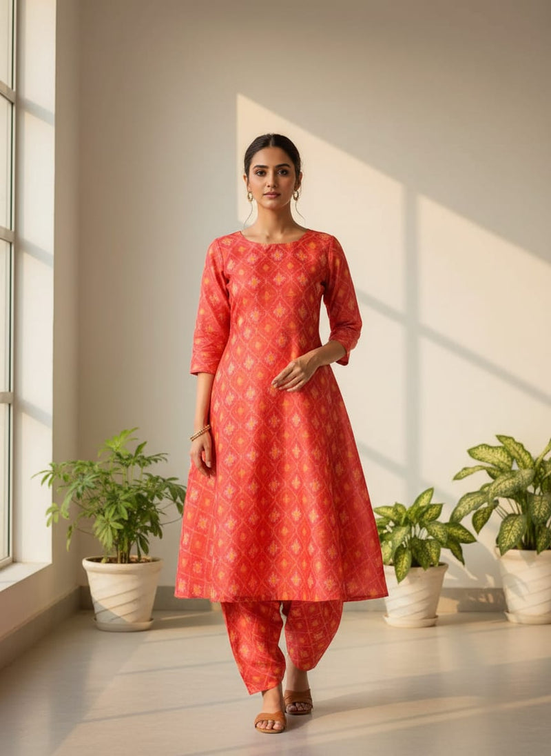 Red Check Digital Printed Fabrics