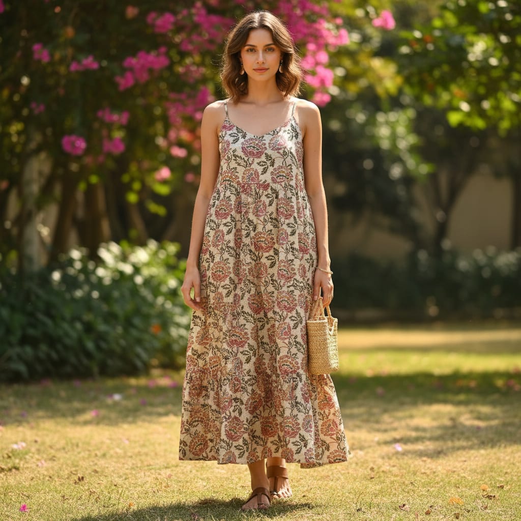 Red Floral Dabu Digital Printed Fabrics