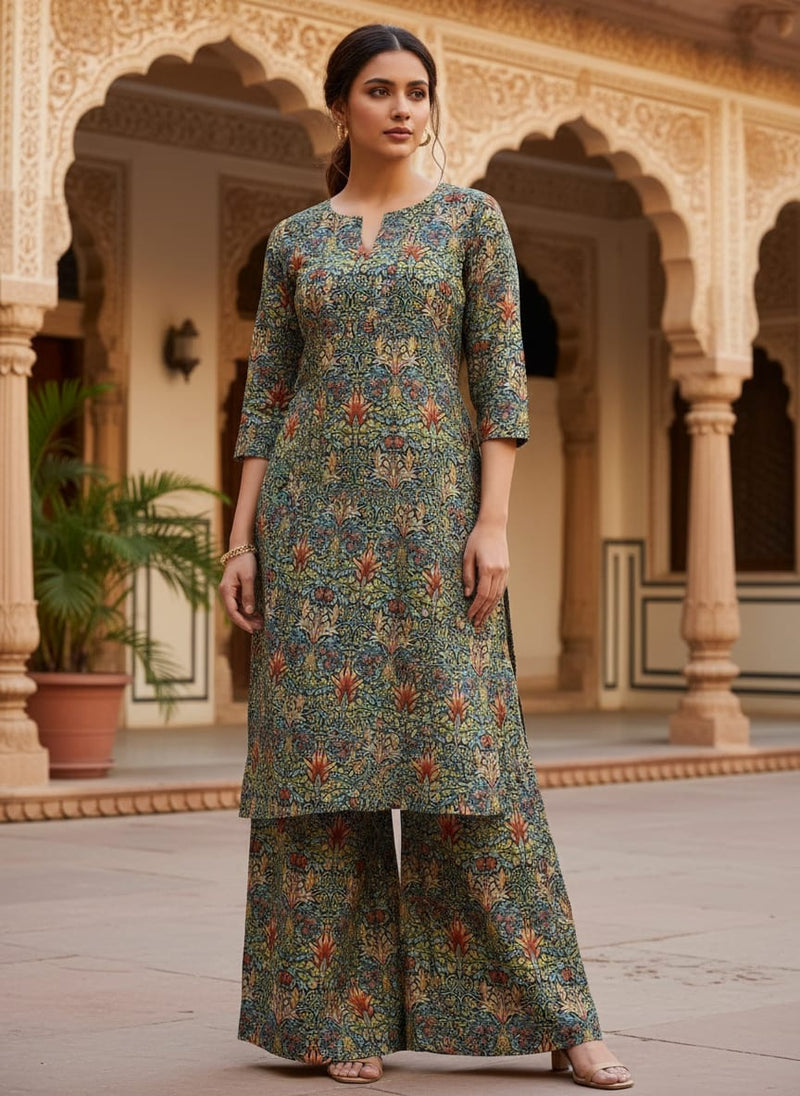 Multicolor Intricate Royal Floral Print Upada Silk Digital Printed Fabric