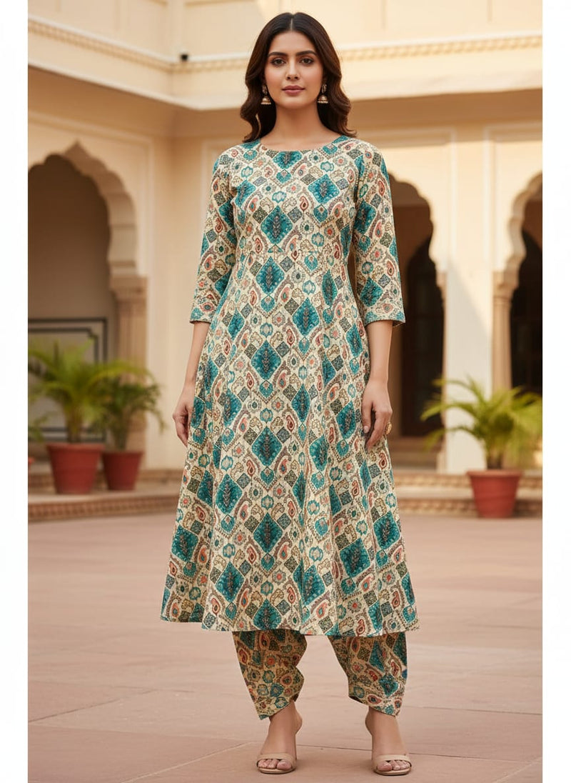 Multicolor Ethnic Geometric Paisley Upada Silk Digital Printed Fabric