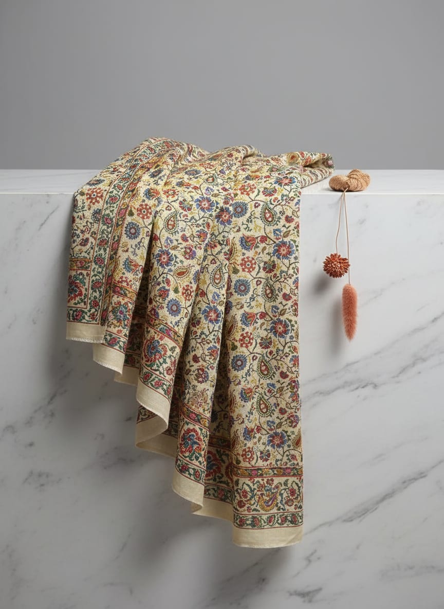 Multicolor Ethnic Floral and Paisley Jaal Pure Muslin Digital Printed Fabric