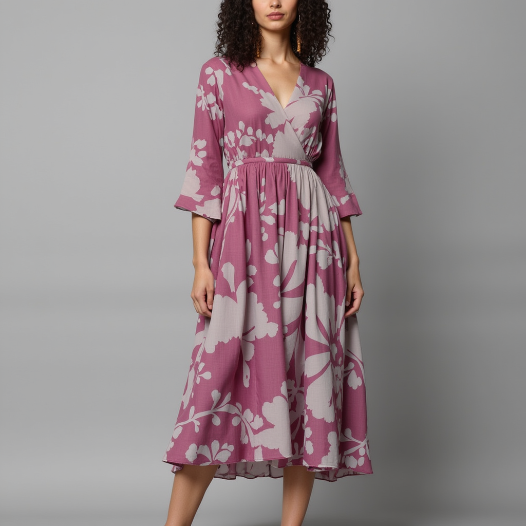 Vintage Old Spoted Flower Digital Printed Fabric - Pure Georgette