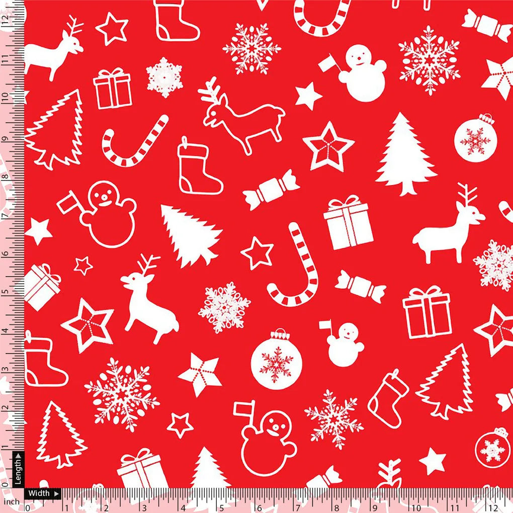 Classy Red & White Christmas Design Japan Satin Fabric – 6.1