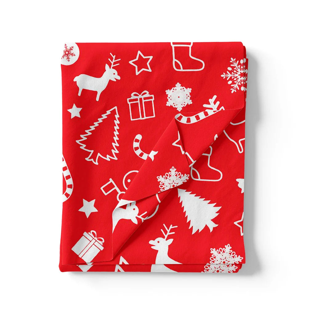 Classy Red & White Christmas Design Japan Satin Fabric – 6.2