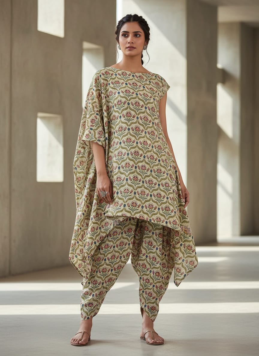 Multicolor Ethnic Floral Damask Pattern Pure Cotton Digital Printed Fabric