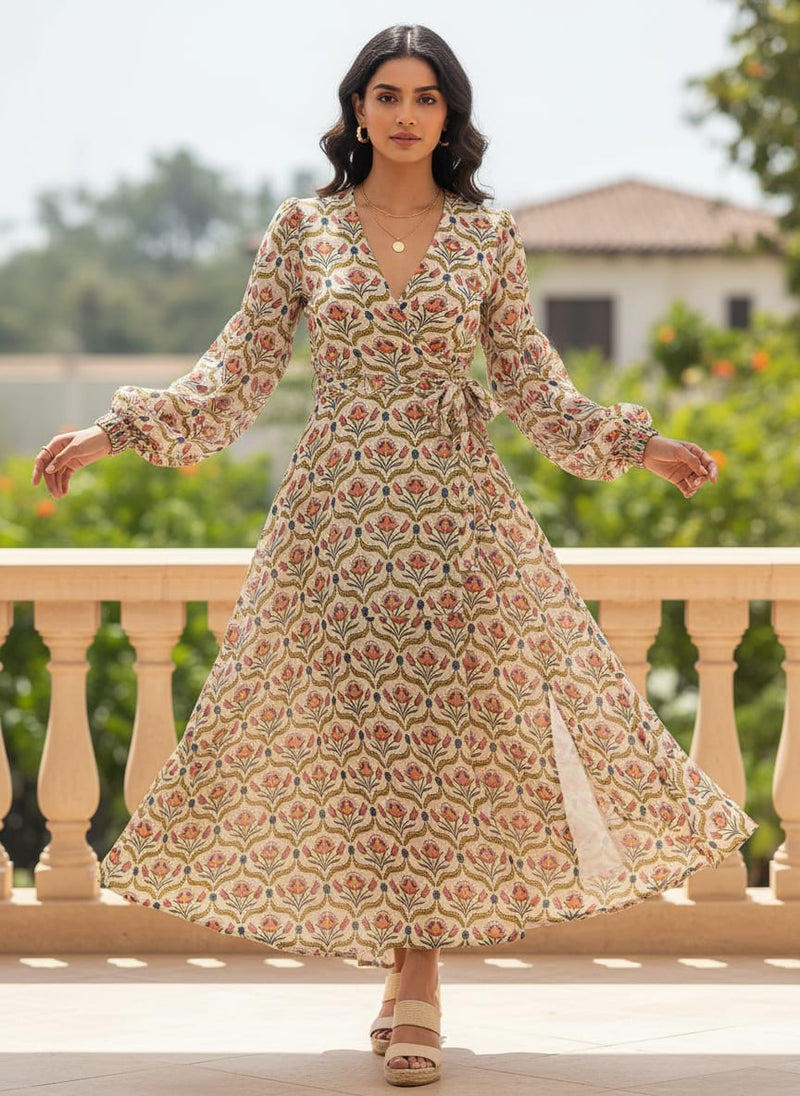 Multicolor Ethnic Floral Damask Pure Georgette Digital Printed Fabric