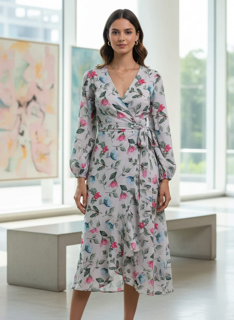 Multicolor Small Floral Garden Silk Crepe Digital Printed Fabric