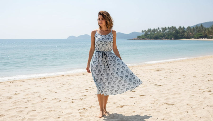 Winter Icy Flower Digital Printed Fabric  - Weightless