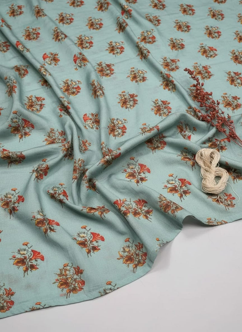 Vintage Flower Repeat Digital Printed Fabric - Pure Muslin
