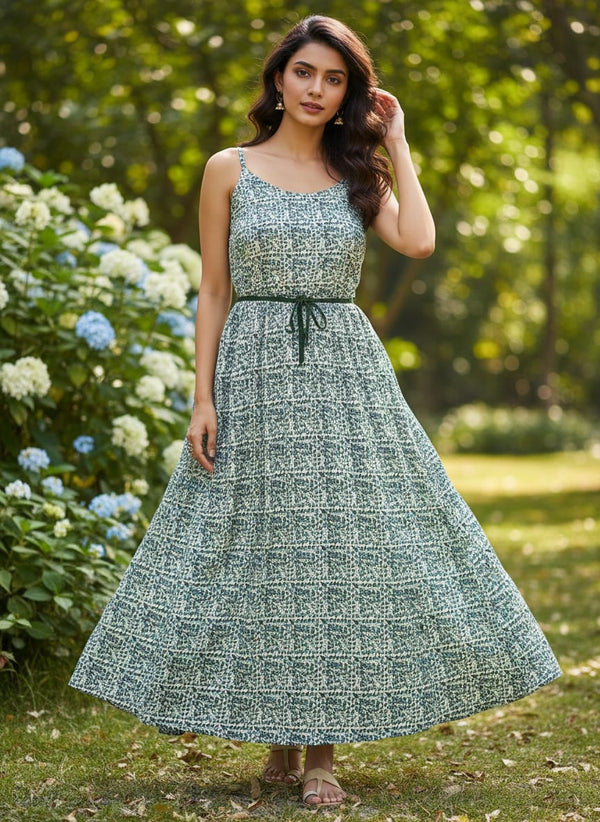 Morpich Block Digital Printed Fabric  - Muslin - Flowy Maxi Dress Lookbook - MU-0-MA01986-110 - alternate view