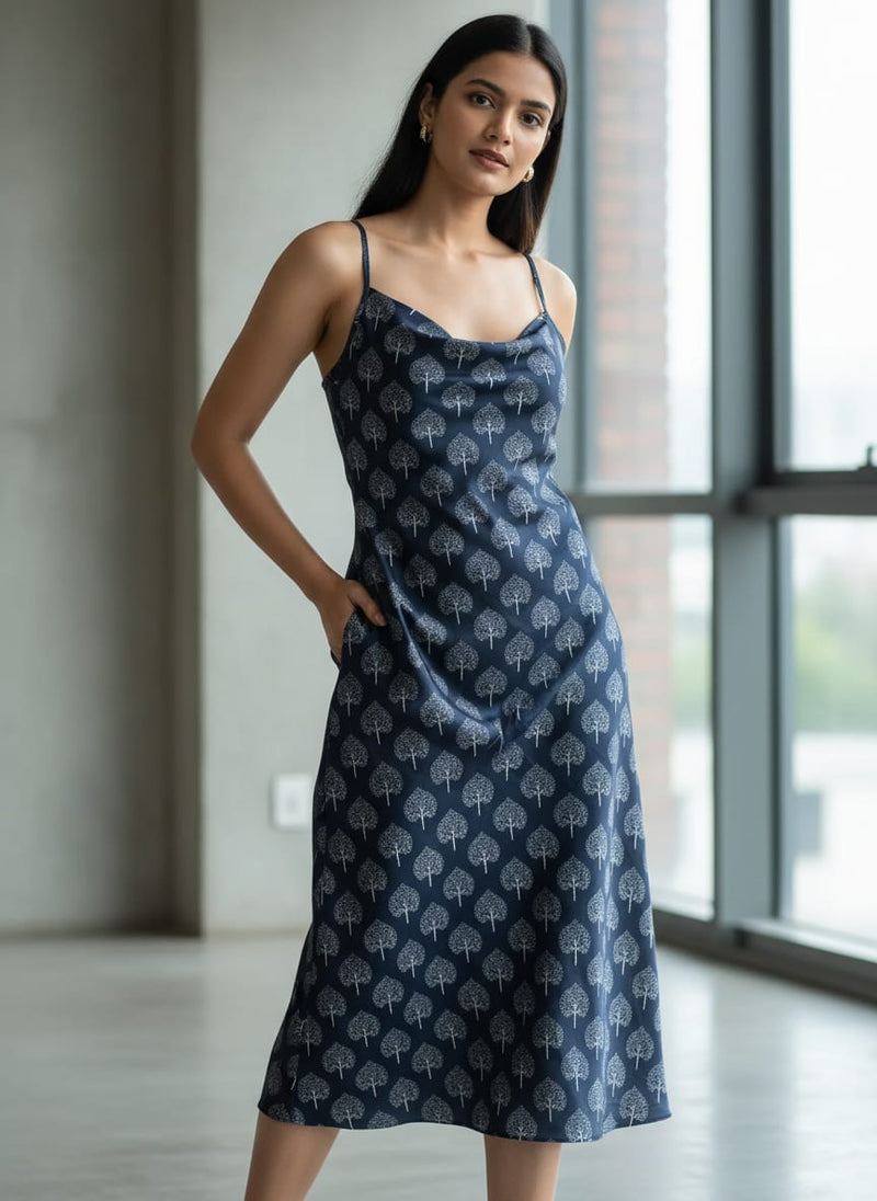 Stylized Mepal Leaf Motif Digital Printed Fabric - Japan Satin