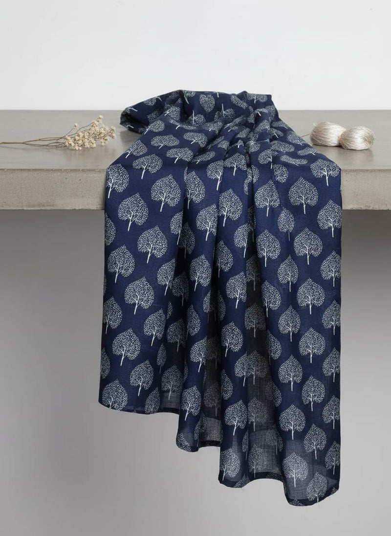 Stylized Mepal Leaf Motif Digital Printed Fabric - Kora Silk