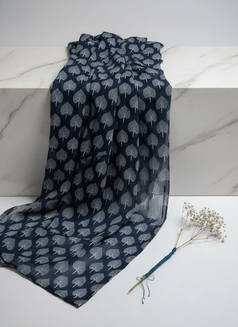 Stylized Mepal Leaf Motif Digital Printed Fabric - Pure Georgette