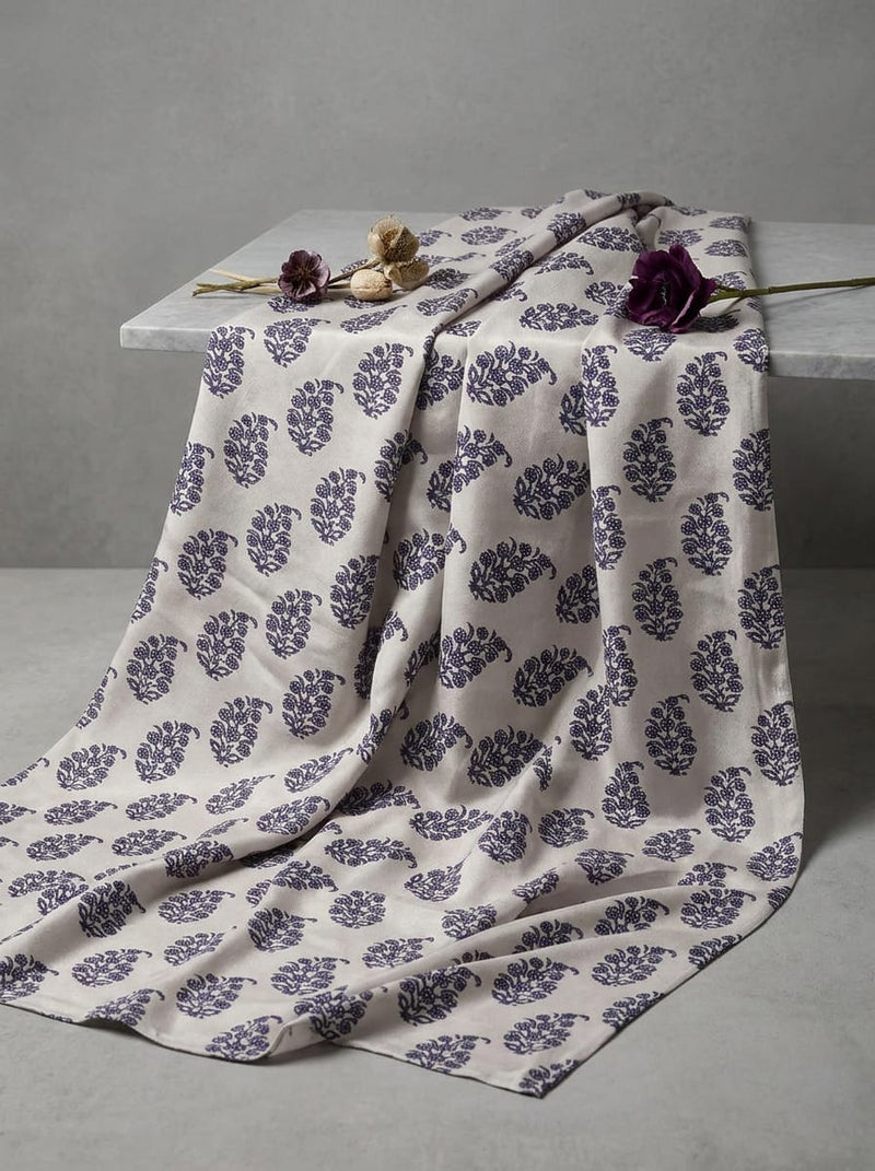 Cream Ethnic Floral Buti Print Silk Crepe Digital Printed Fabric