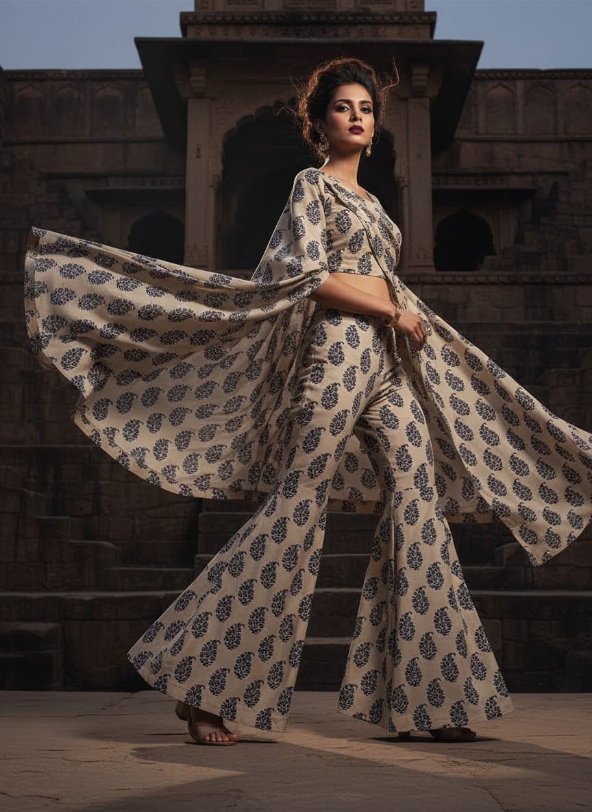 Cream Traditional Ethnic Buta Upada Silk Digital Printed Fabric