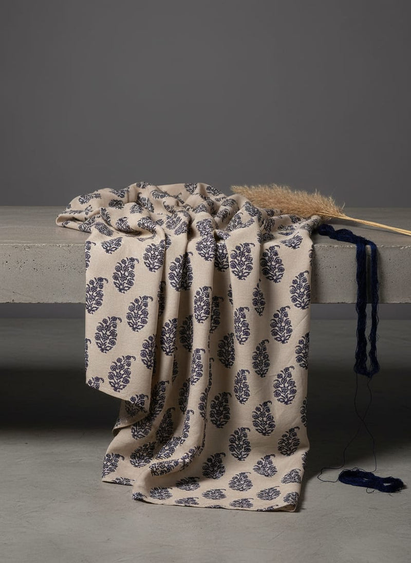 Cream Traditional Ethnic Buta Upada Silk Digital Printed Fabric