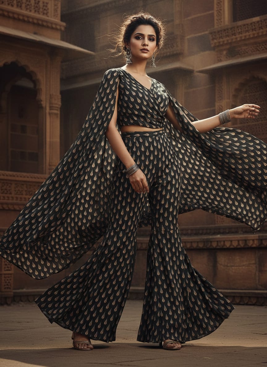 Feather Stripes Digital Printed Fabric - Upada Silk