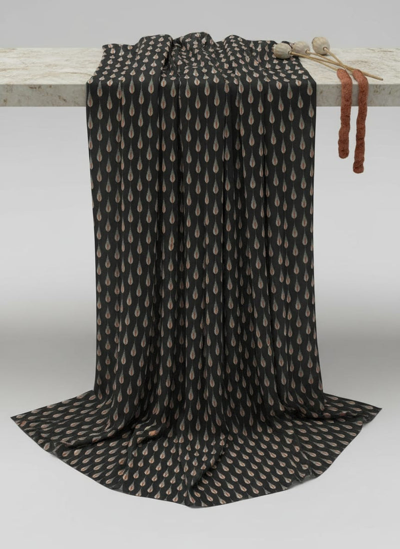 Feather Stripes Digital Printed Fabric - Upada Silk