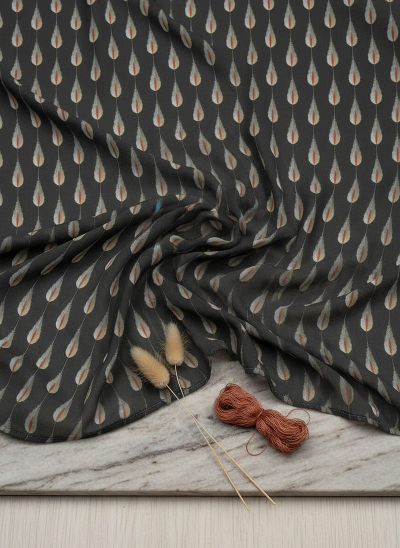Feather Stripes Digital Printed Fabric - Pure Chiffon
