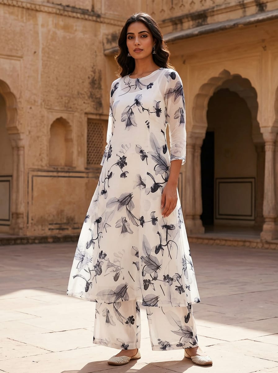 A Floral Print Seen in Monochrome.