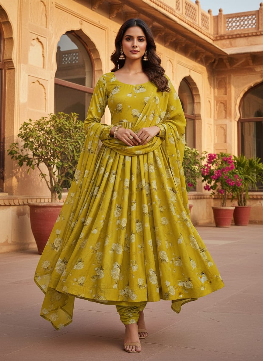 Yellow White Roses Floral Upada Silk Digital Printed Fabric