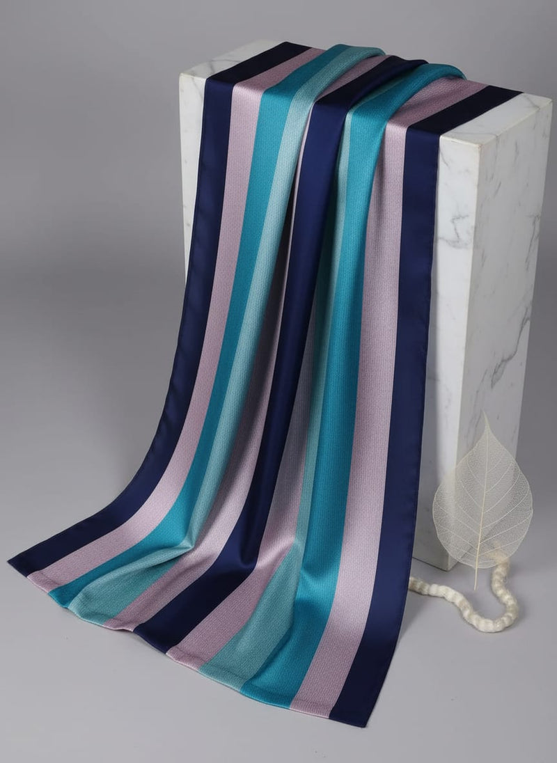Subtle Colour Stripes Digital Printed Fabric - Japan Satin