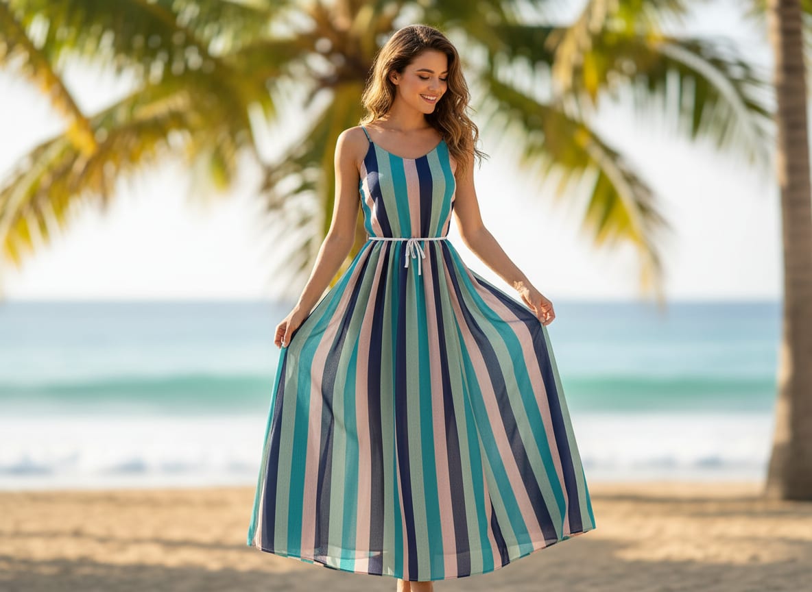 Multicolor Modern Colorblock Stripes Pure Georgette Digital Printed Fabric