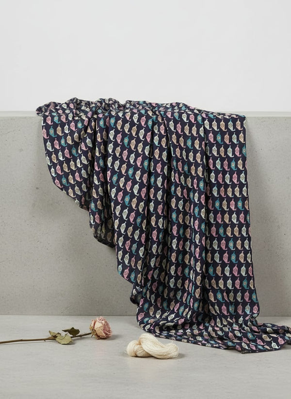 Multicolor Geometric Ethnic Vessel Print Pure Chinon Digital Printed Fabric - Fabric Editorial Studio Flatlay Lookbook - PC-0-TA07535-106
