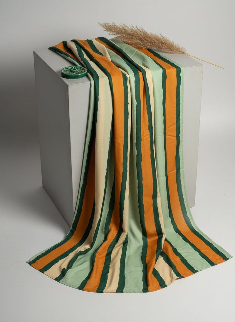 Multicolor Irregular Vertical Stripes Muslin Digital Printed Fabric