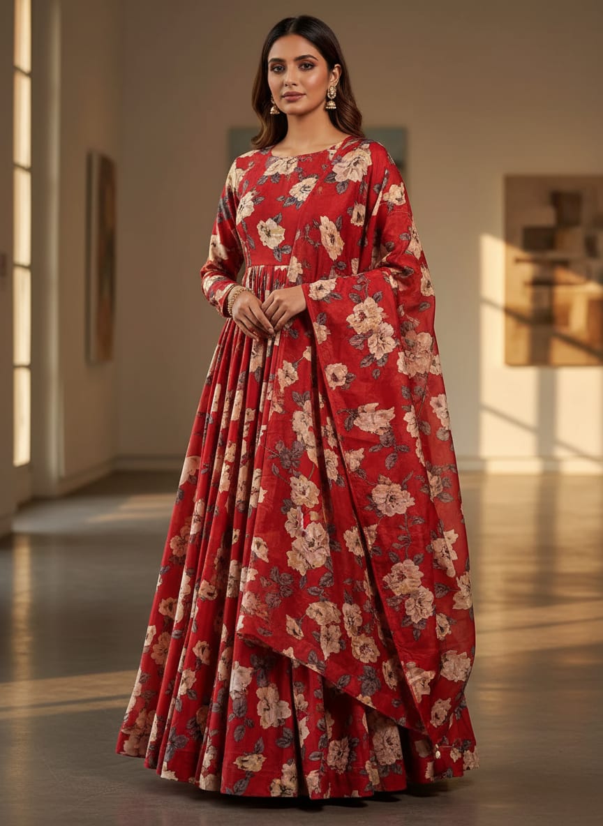 A Classic Floral, Painted in Red