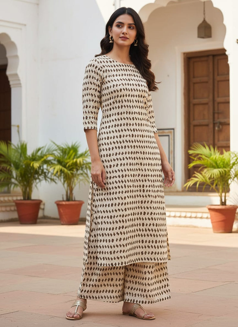 Brown Stones Digital Printed Fabric - Muslin