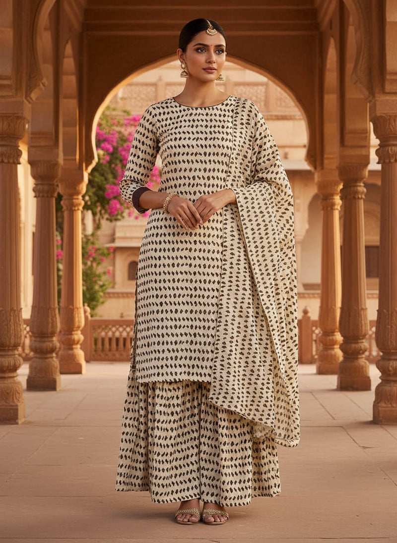 Brown Stones Digital Printed Fabric - Upada Silk