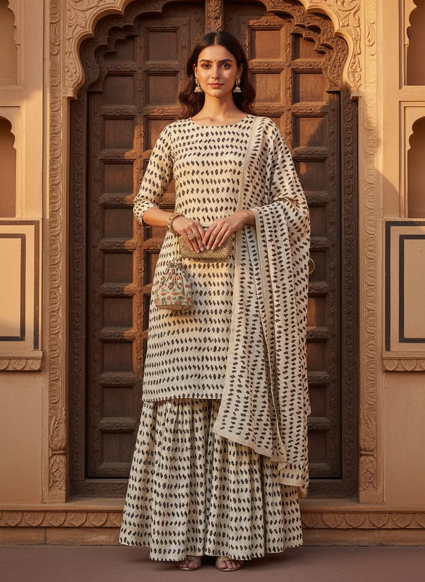 Brown Stones Digital Printed Fabric - Upada Silk