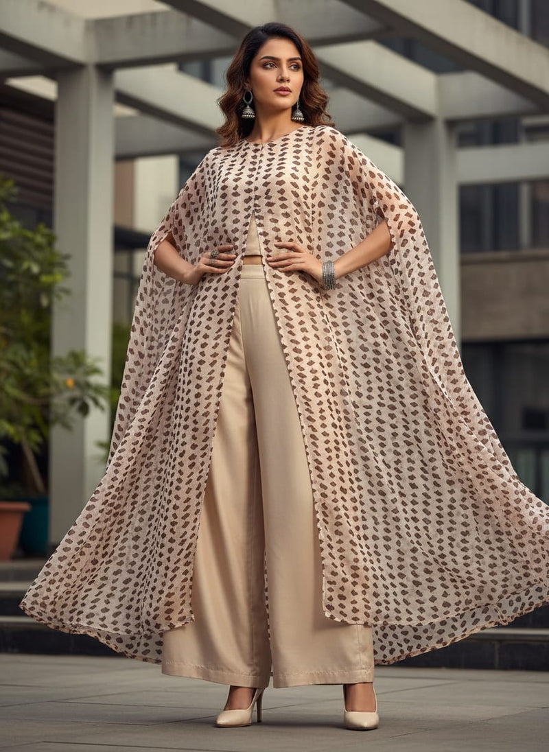 Brown Stones Digital Printed Fabric - Pure Georgette