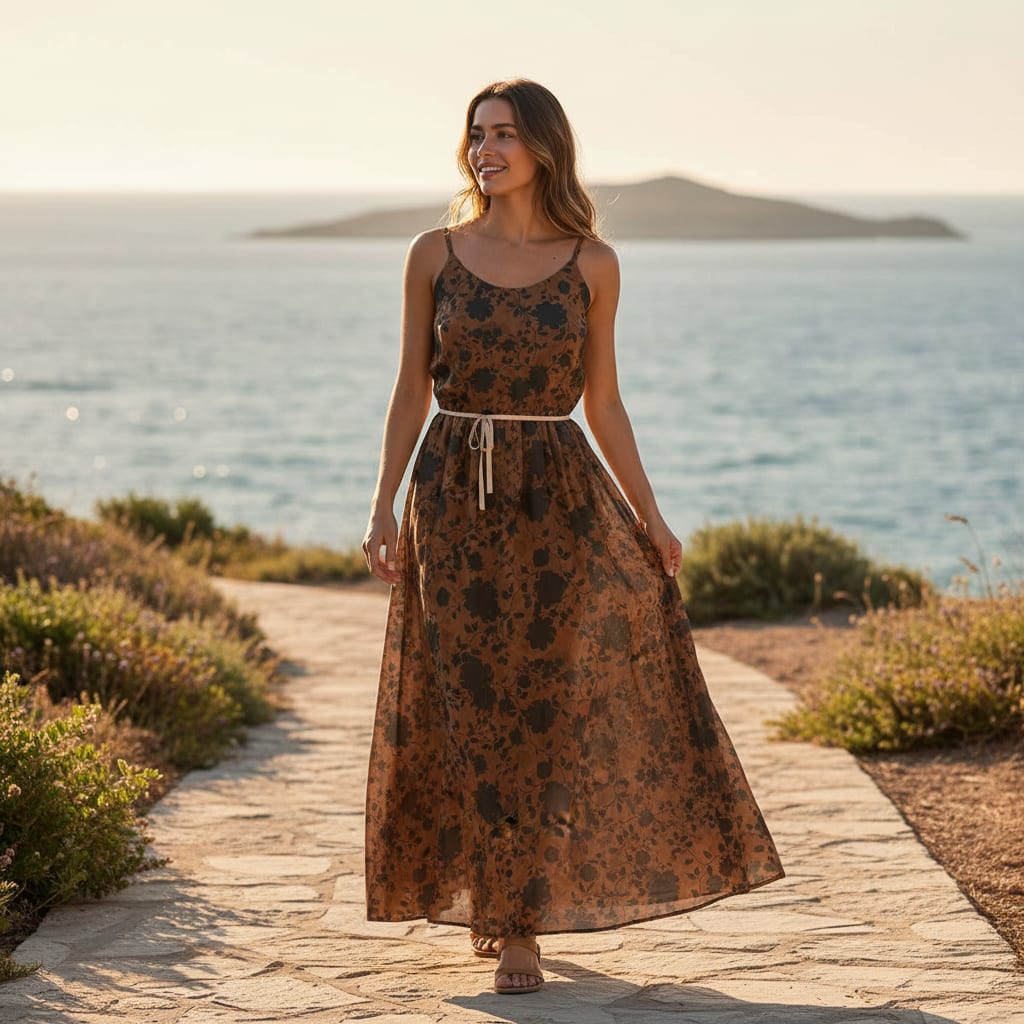 Black And Rustic Look Flower Digital Printed Fabric - Muslin