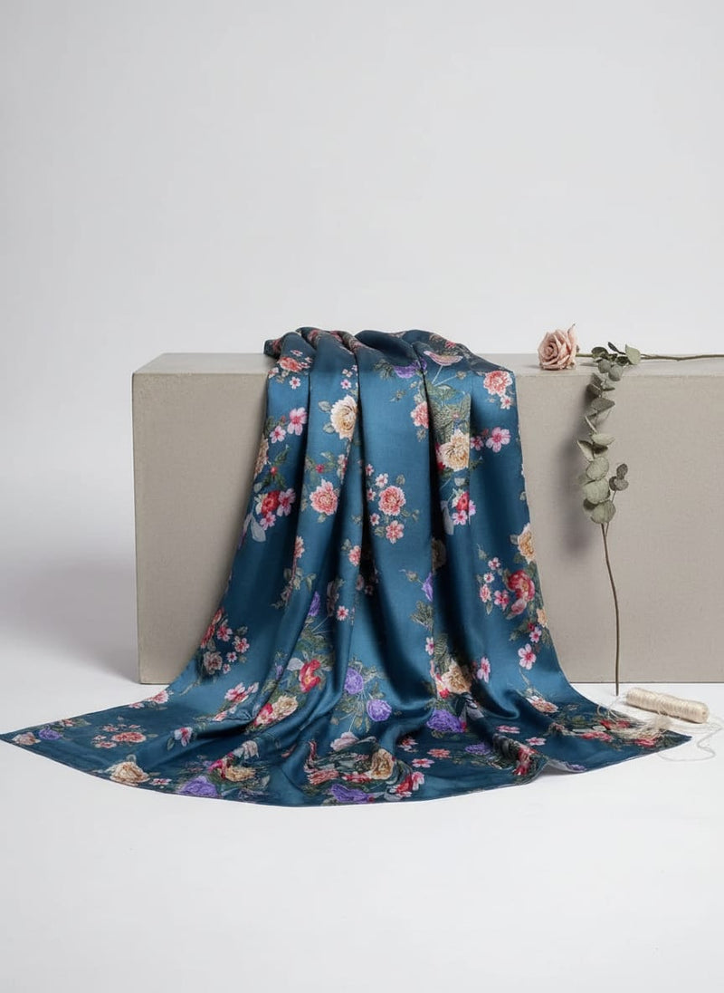 Colourful Flower Bunch Digital Printed Fabric - Crepe
