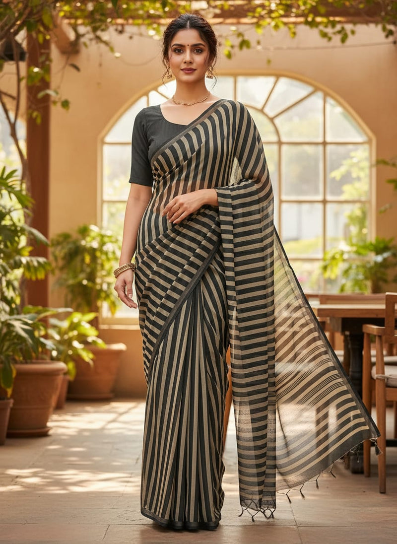 Brown Stripes Digital Printed Fabric - Weightless