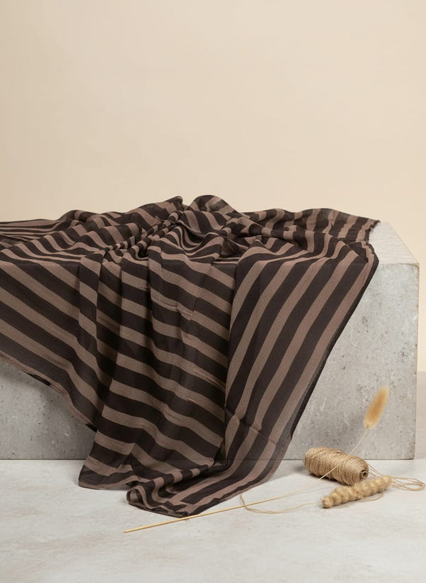 Brown Stripes Digital Printed Fabric - Pure Georgette - Fabric Editorial Studio Flatlay Lookbook - PG-0-TA07623-110