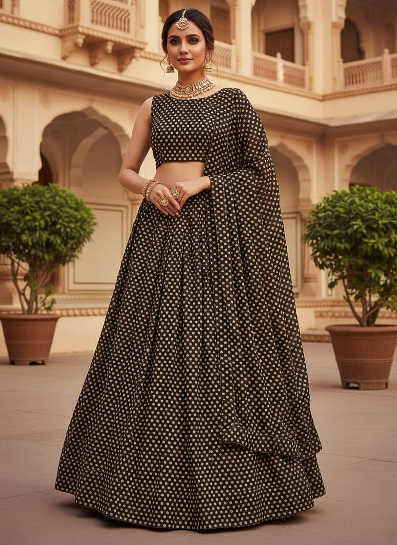 Brown Polka Dot Digital Printed Fabric - Kora Silk
