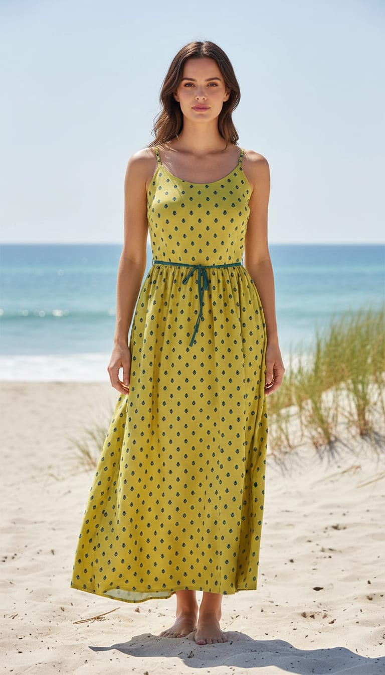 Lemon Yellow Small And Single Motif Allover Digital Printed Fabric - Weightless