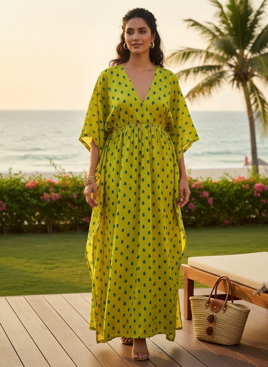 Lemon Yellow Small And Single Motif Allover Digital Printed Fabric - Muslin