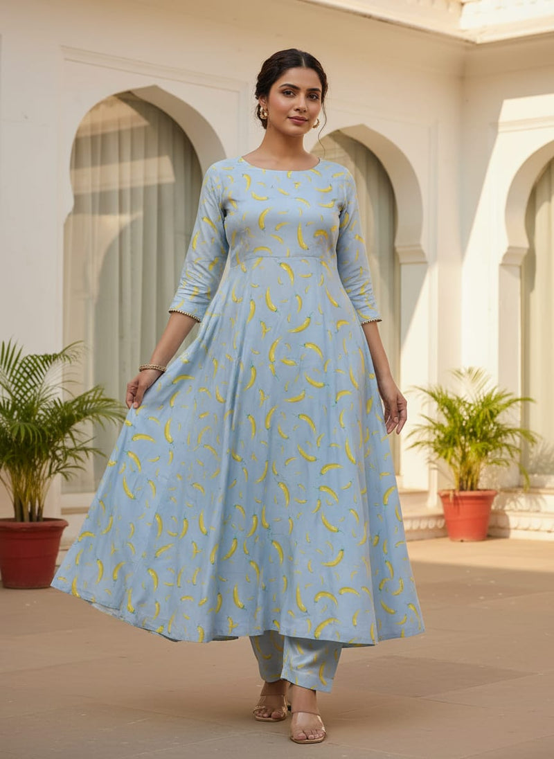 Yellow Mirchi Allover Digital Printed Fabric - Kora Silk