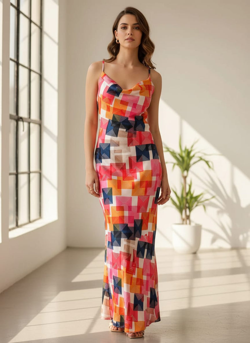 Abstract Squares Digital Printed Fabric