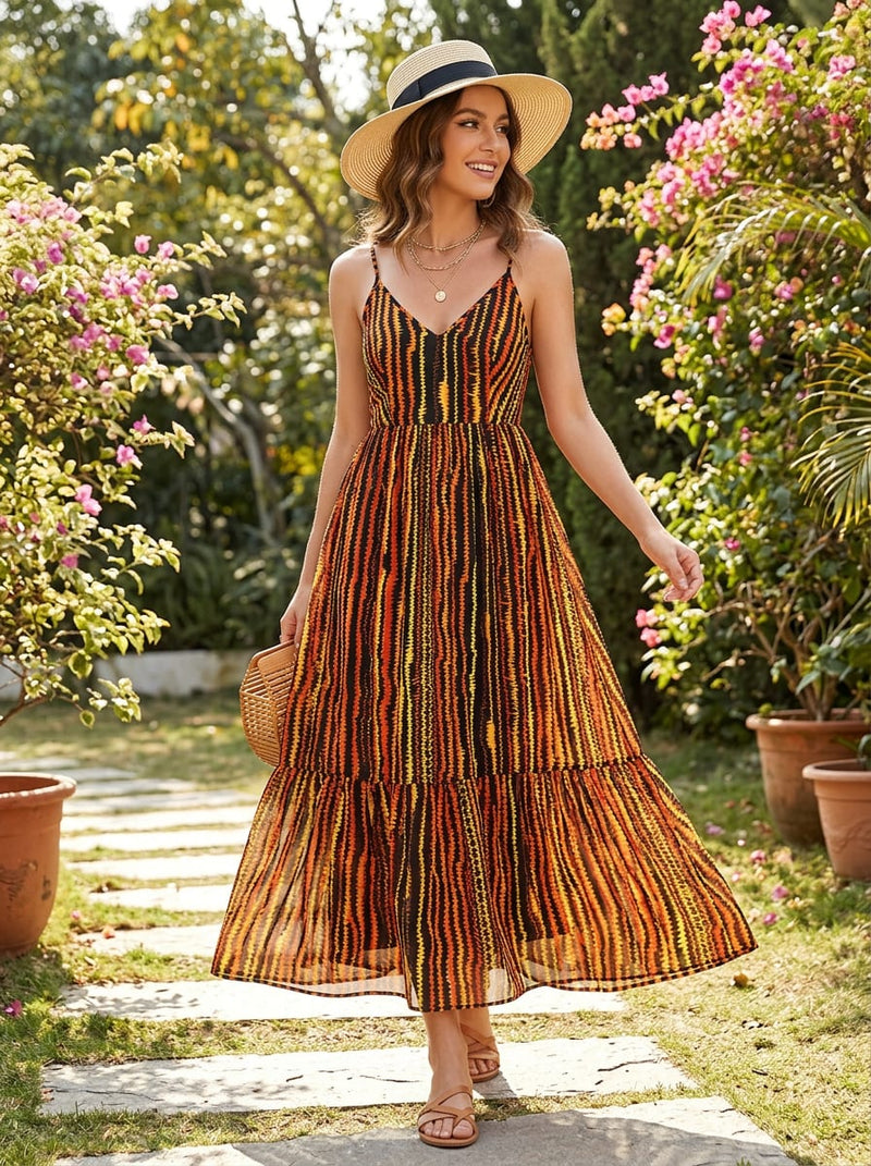 Multicolor Wavy Abstract Stripes Pure Chiffon Digital Printed Fabric
