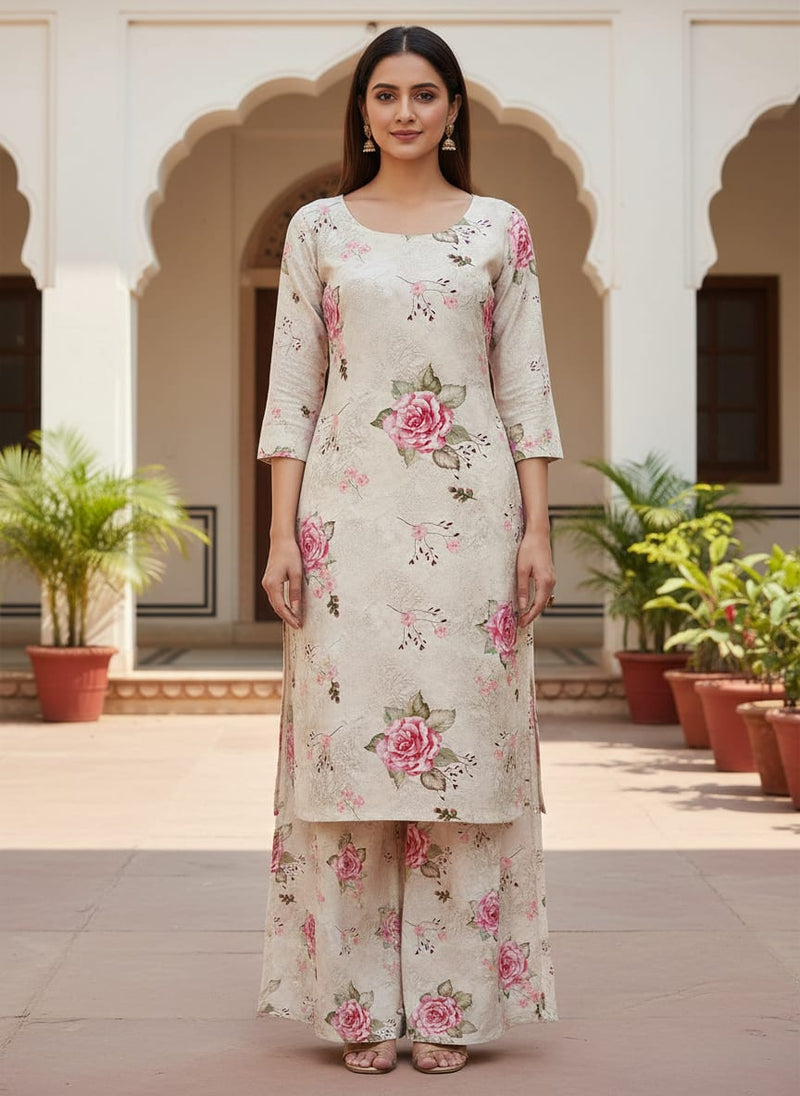 Beautiful Floating Pink Rose Digital Printed Fabric