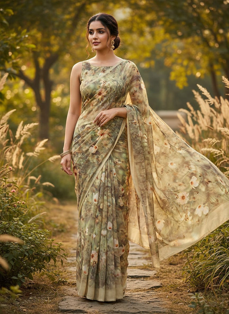 Beautiful Floral Garden Digital Printed Fabric